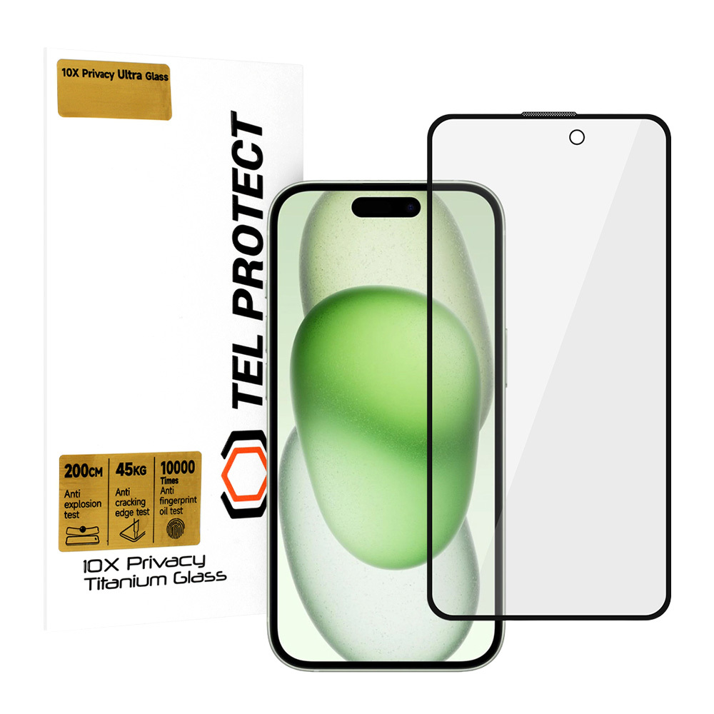 Apsauginis stiklas Tel Protect 10X Privacy Titanium skirtas iPhone 16