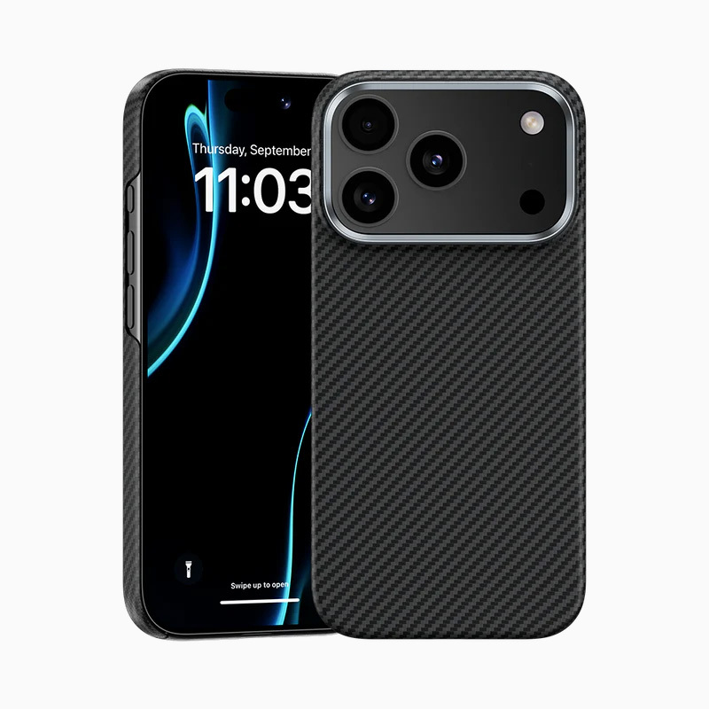 Benks Magnetinis apsauginis Kevlar dėklas su metalo rėmu 600D (0069) skirtas iPhone 17 Pro juodas