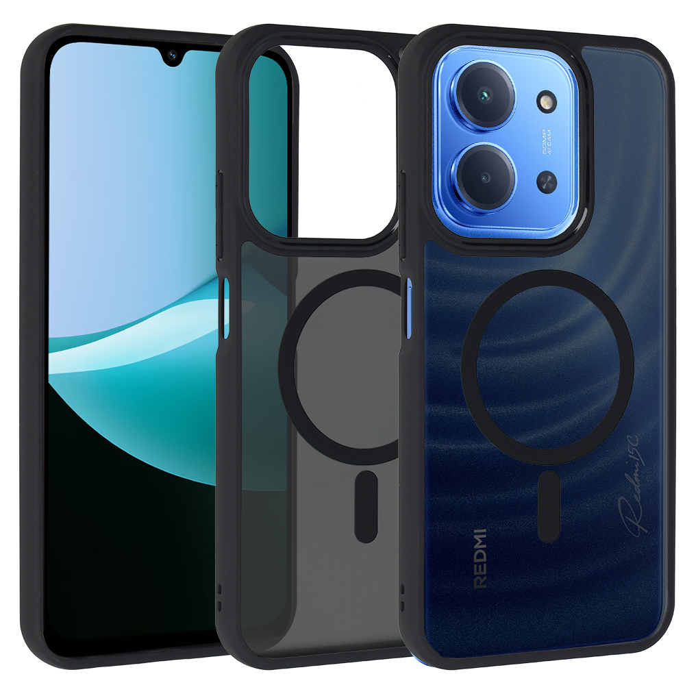 Pilnas matinis magnetinis dėklas Xiaomi Redmi 15C 4G/5G juodas