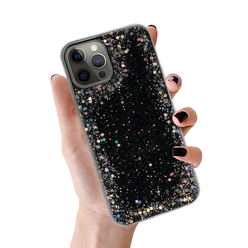 Skaidrus dėklas telefonui Iphone 12 Pro Max Juodas