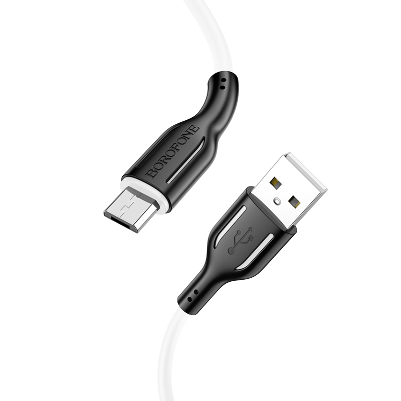 Borofone Kabelis BX63 Charming - USB į MicroUSB - 2,4A 1 metras juodas-baltas