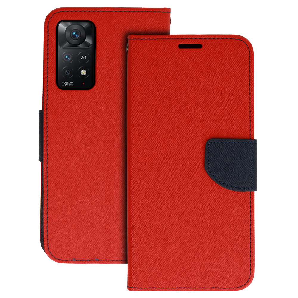 Madingas dėklas telefonui Xiaomi Redmi Note 11 5G/Note 11S 5G/Poco M4 Pro 5G raudona-tamsiai mėlyna