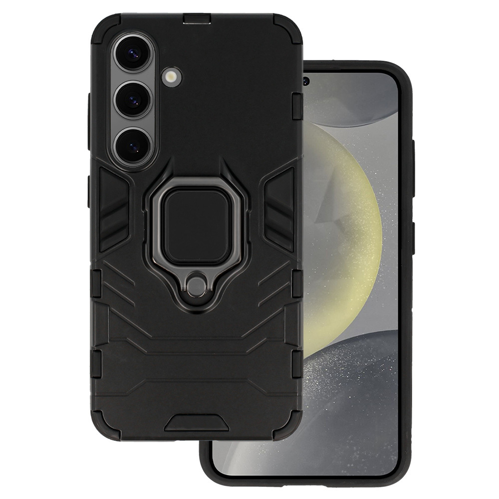 Žiedinis šarvuotas dėklas telefonui Samsung Galaxy S24 Plus juodas