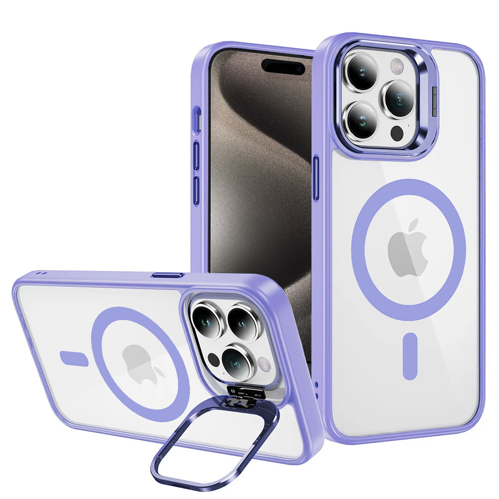 Tel Protect Magnetinis dėklas telefonui su stovu Iphone 14 Pro Max šviesiai violetinė