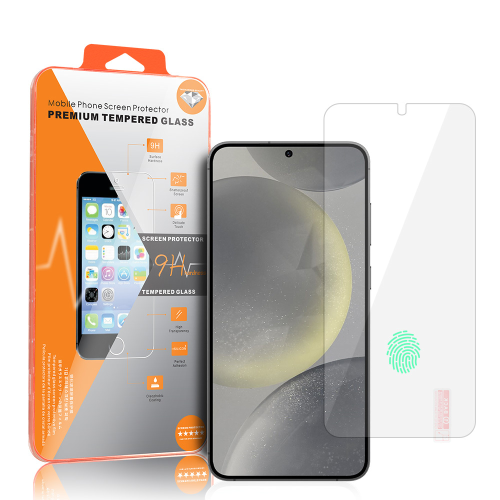 Apsauginis stiklas (m) - oranžinis SAMSUNG GALAXY S24 (su pirštų atspaudų atrakinimu)