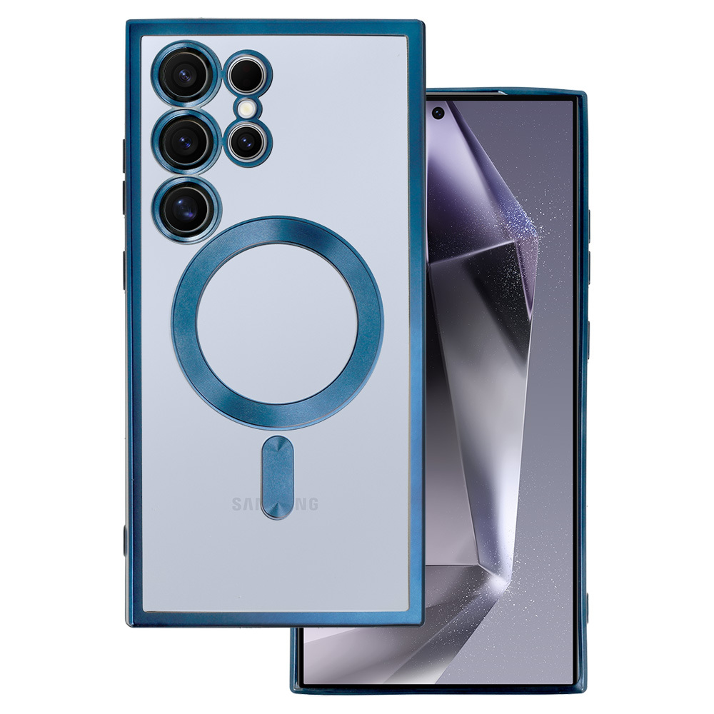 Dėklas telefonui metalinis magnetinis Samsung Galaxy S24 mėlynas