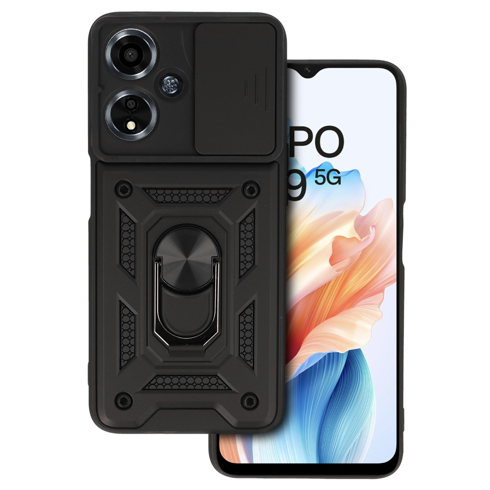 Dėklas telefonui su kameros apsauga Oppo A59 juodos spalvos