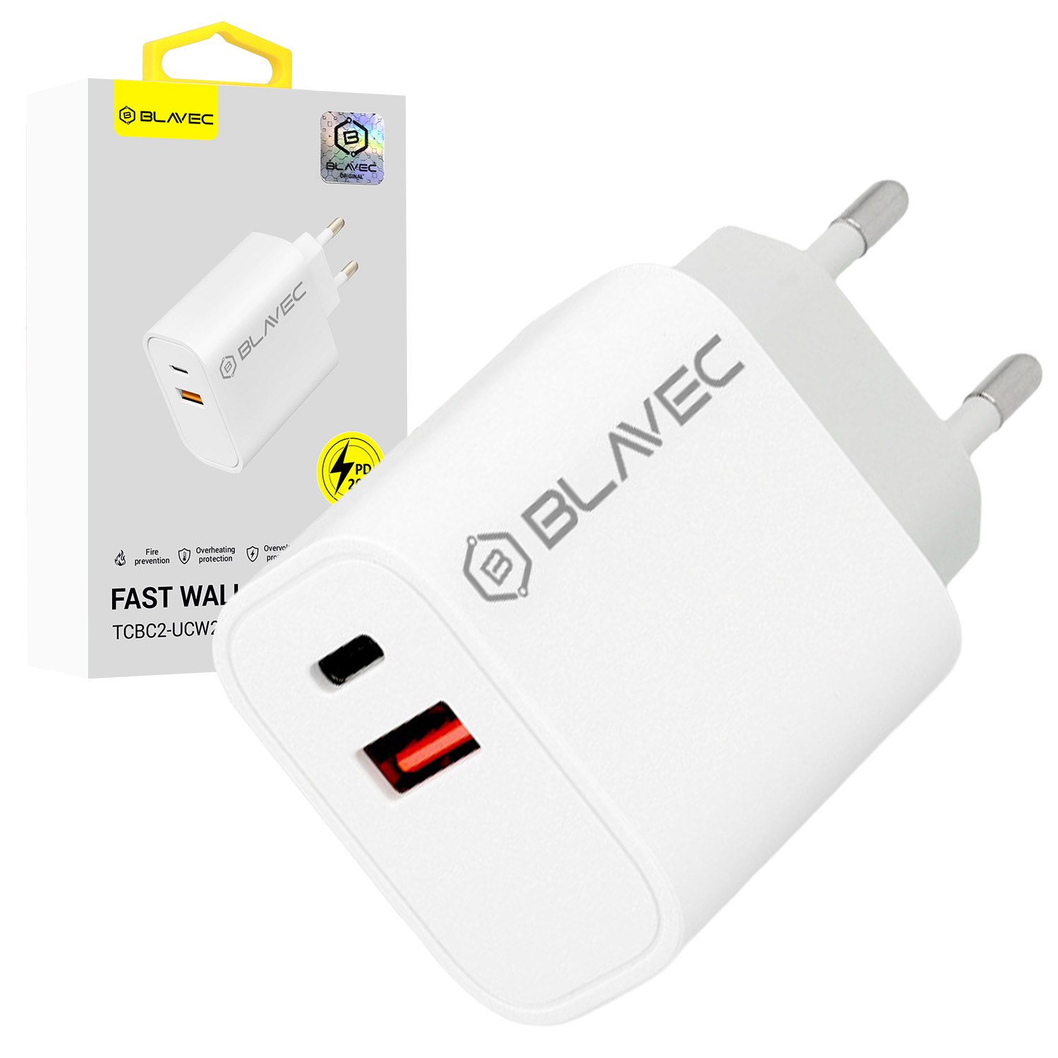 Blavec Įkroviklis BC-2 - USB + Type C - QC 3.0 PD 20W (TCBC2-UCW20) baltas
