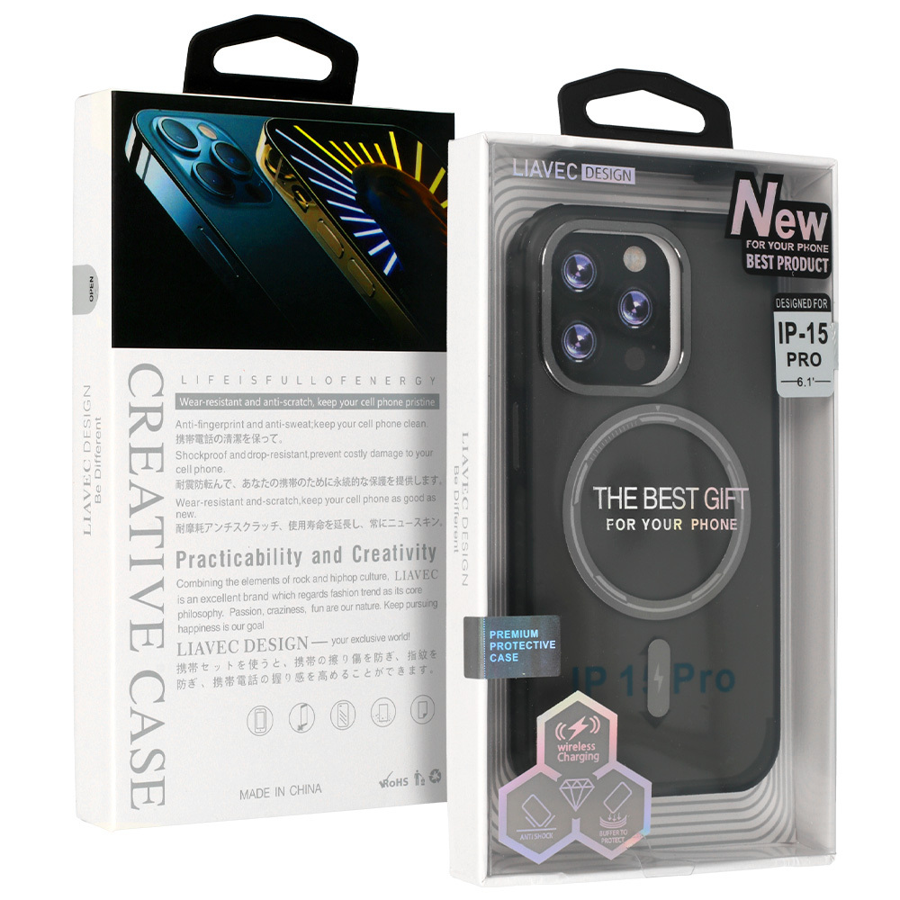 Smooth Feeling Magsafe Dėklas telefonui Iphone 15 Plus juodas