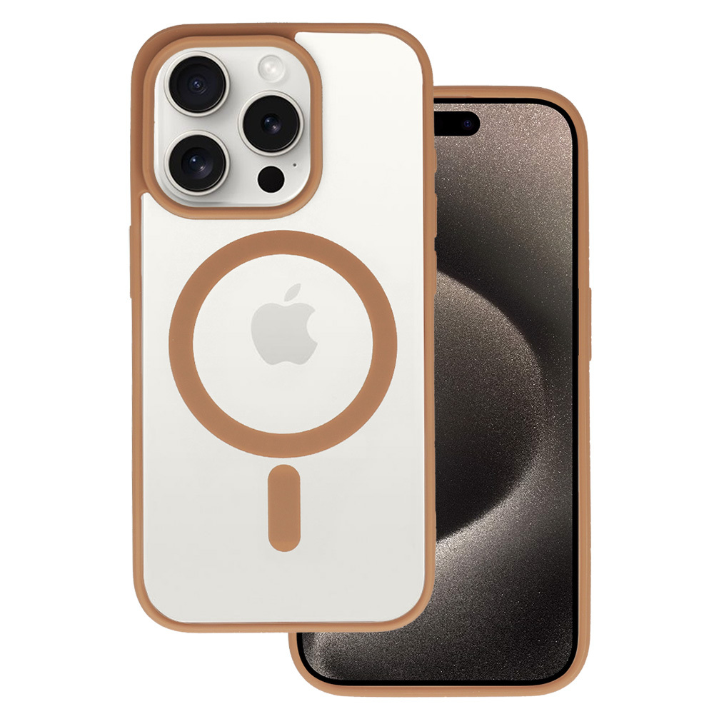 Akrilinis spalvotas magnetinis dėklas telefonui Iphone 15 Pro dykumos titano