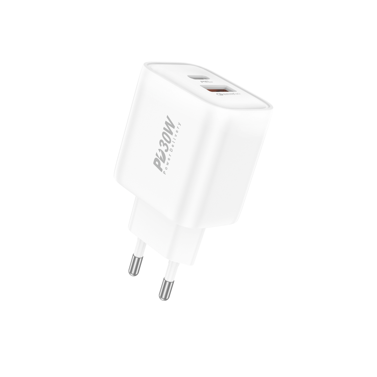 Foneng Sieninis įkroviklis EU52 - USB + Type C - QC 3.0 PD 30W baltas