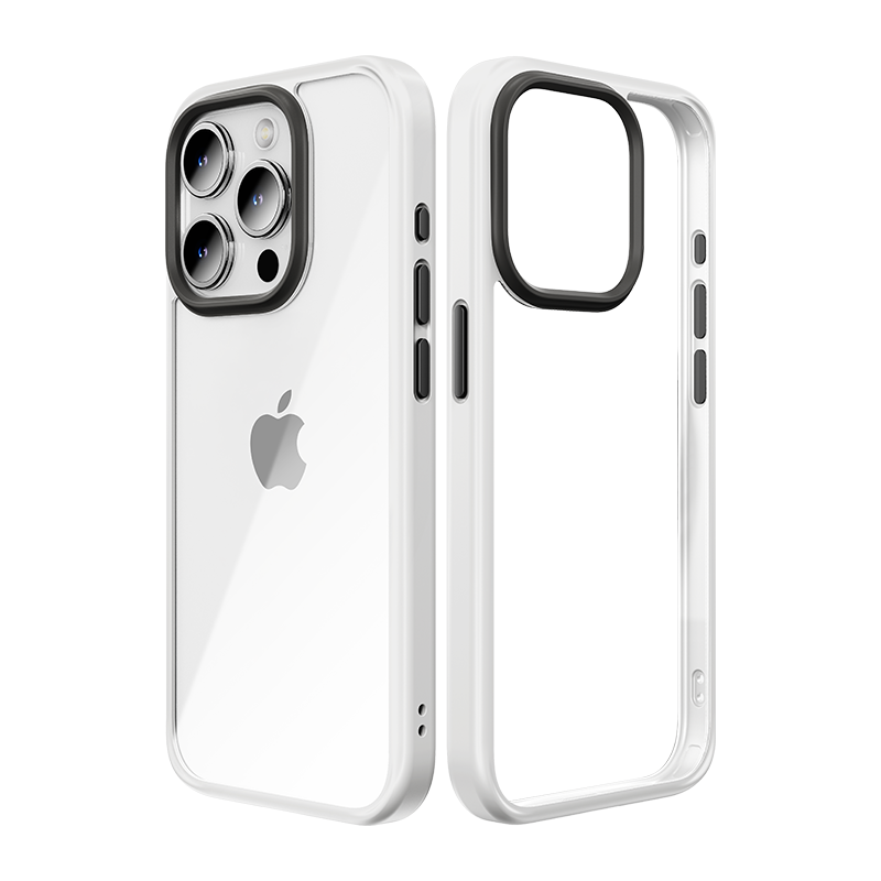 Rock Guard serijos dėklas Iphone 15 Plus permatomas-baltas