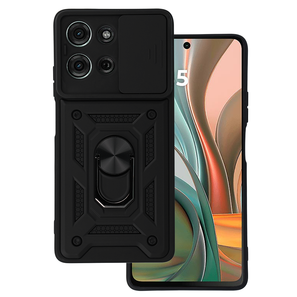 Slide Camera Armor dėklas telefonui Motorola Moto G75 5G juodas
