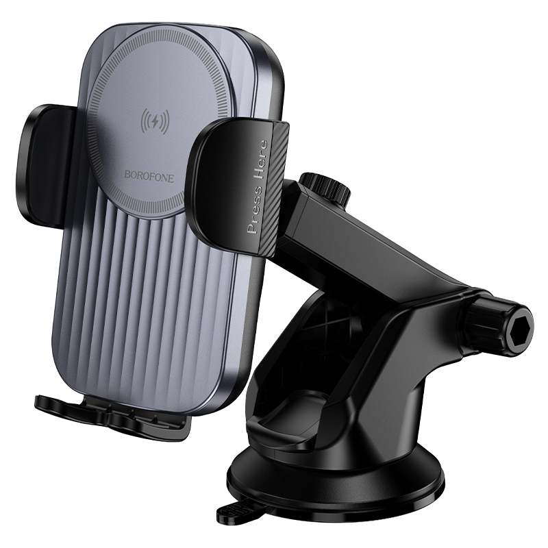 Borofone Automobilio laikiklis BH222 su indukcininiu įkrovimu priekinio stiklo juodas