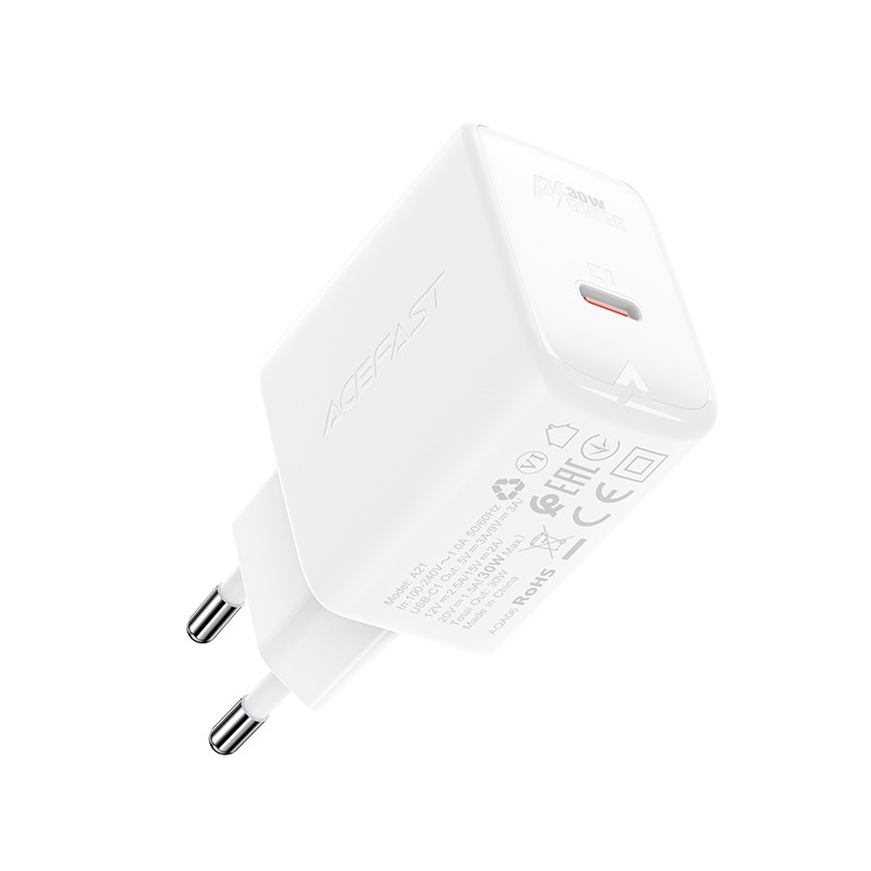 Įkroviklis Acefast A21 30W GaN USB-C baltas