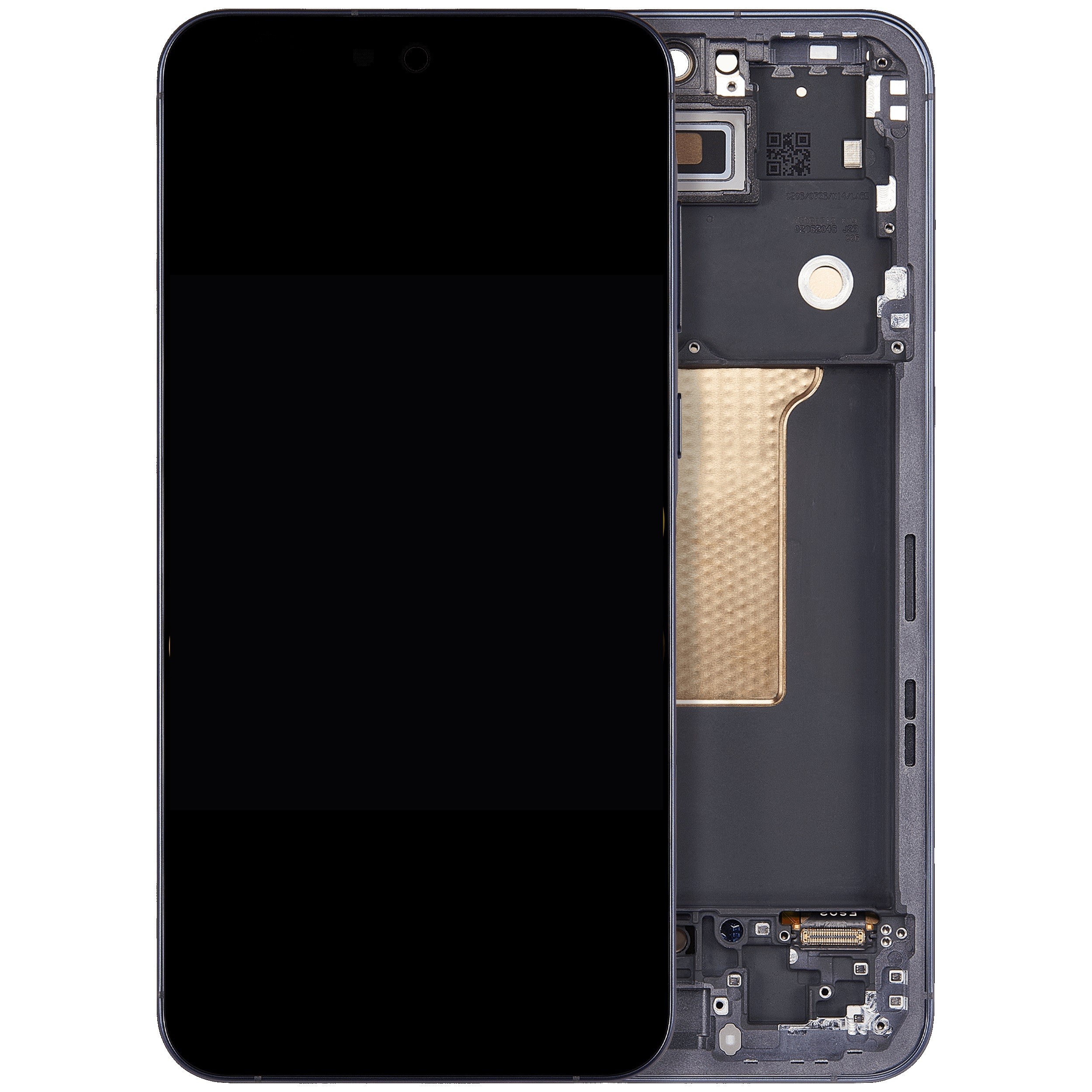 Ekranas Samsung A556 A55 5G su lietimui jautriu stikliuku ir rėmeliu Awesome Navy OLED (real size)