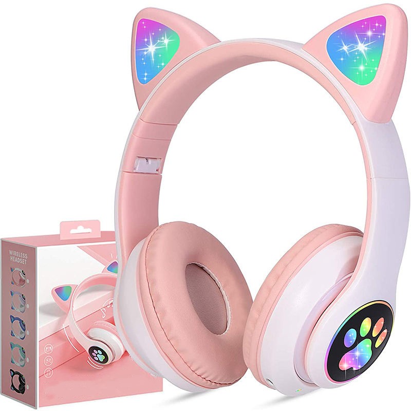 Belaidės ausinės Reach Cat Glow rožinės