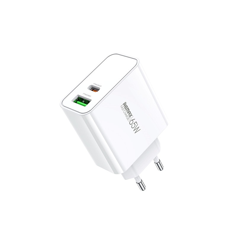 Įkroviklis Remax RP-U125 65W GaN USB-C/USB-A baltas