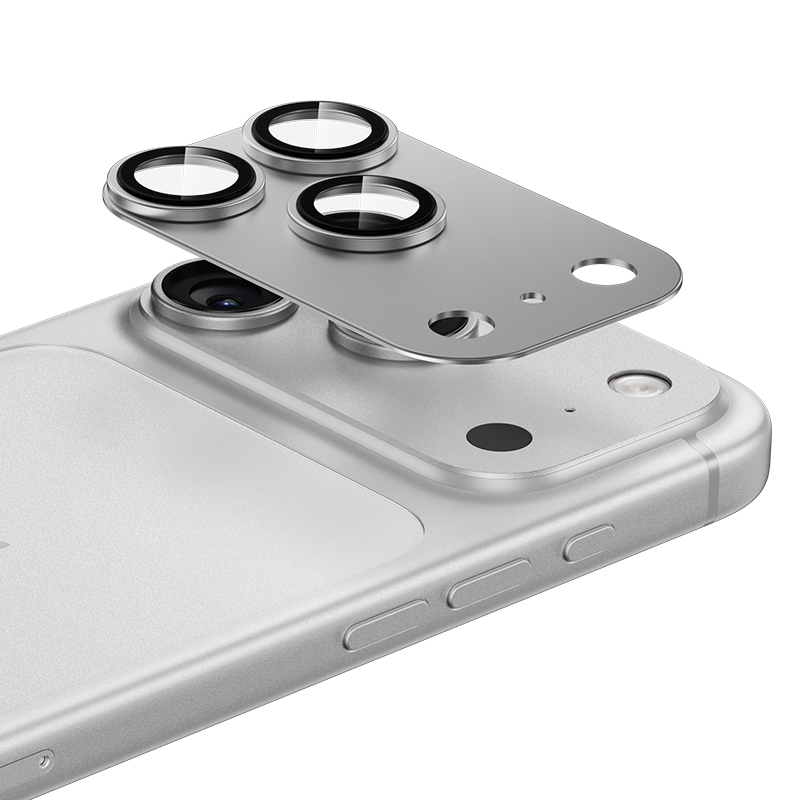 Benks grūdintas stiklas Glass Warrior metalinė integruota objektyvo apsauga (C070) Iphone 17 Pro Max (3 objektyvai) balta