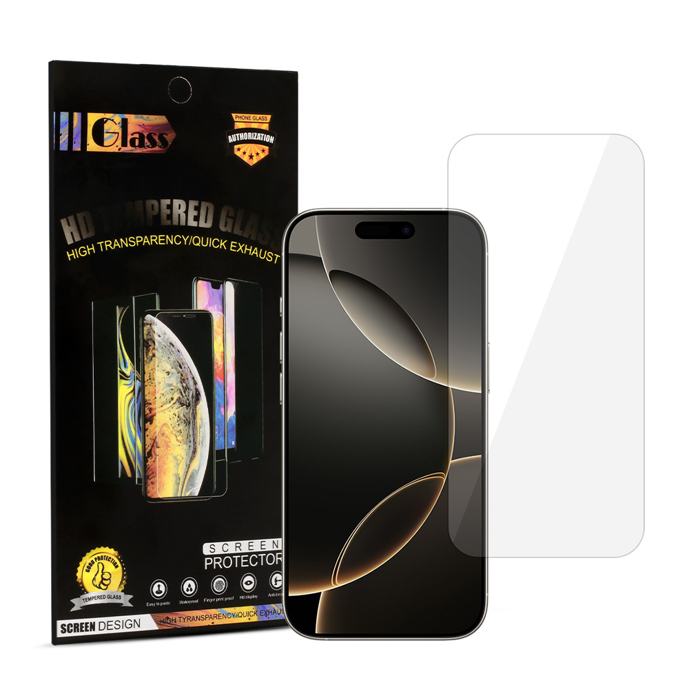 Grūdintas stiklas HARD 2.5D, skirtas IPHONE 16 PRO/17/17 PRO (stipresni klijai 380µ)