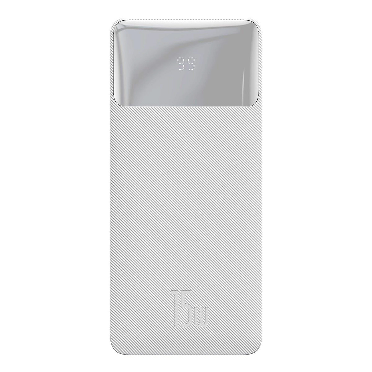 Baseus Bipow išorinė baterija su ekranu 10000mAh 15W balta (Overseas Edition) + USB-A - Micro USB kabelis 0.25m baltas (PPBD050002)