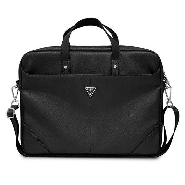 Guess Saffiano Triangle Logo krepšys 16'' nešiojamam kompiuteriui - juodas