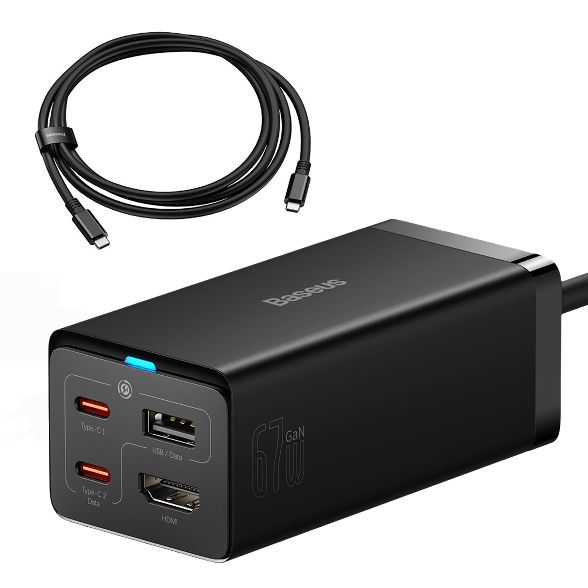 Kroviklis BASEUS GaN 2x USB-C, USB-A, HDMI 4K, 67W, PPS, PD, QC, USB4