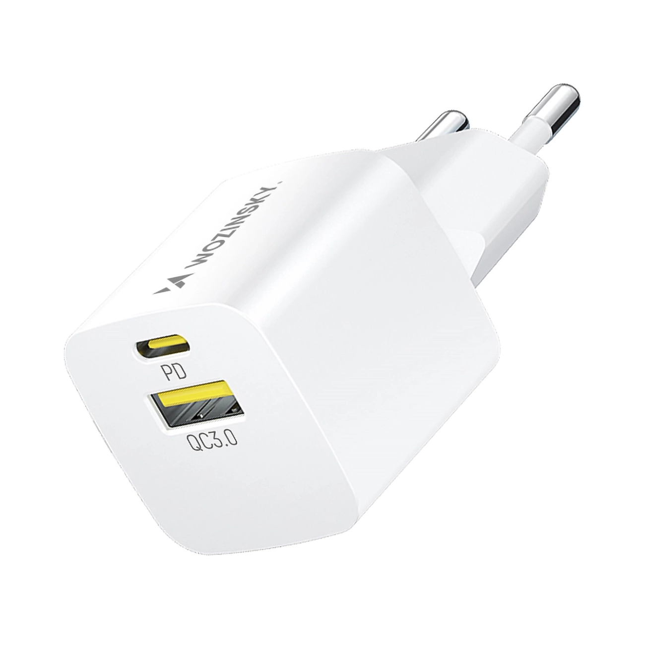 Wozinsky WWCEAC GaN USB-A USB-C 33W sieninis įkroviklis - baltas