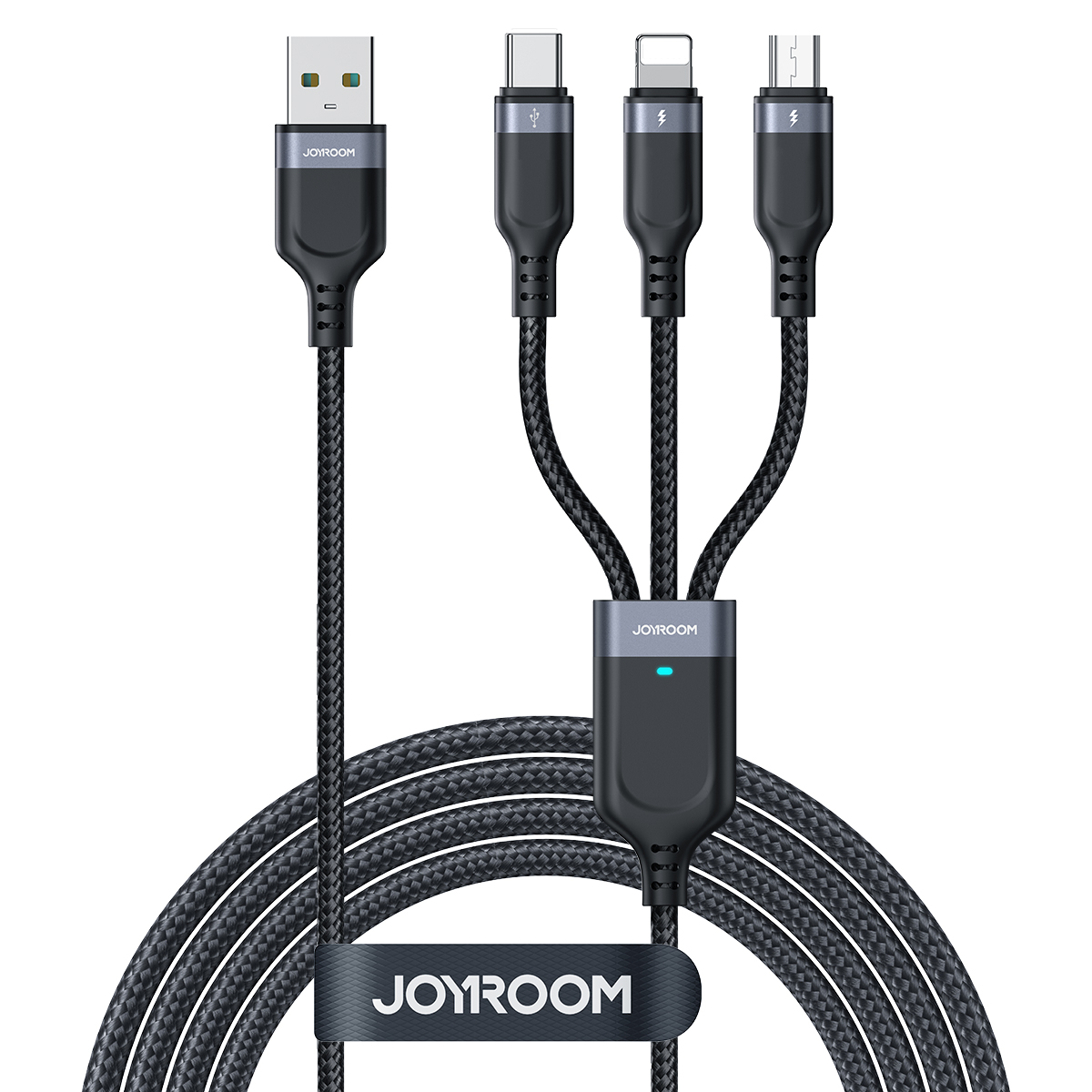 Joyroom Multi-Use Series S-A18 3in1 USB-A - Lightning / USB-C / micro USB kabelis 0.3m - juodas