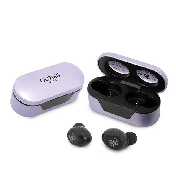 Guess GUTWST31EU TWS Bluetooth ausinės + įkrovimo stotelė violetinės/violetinės