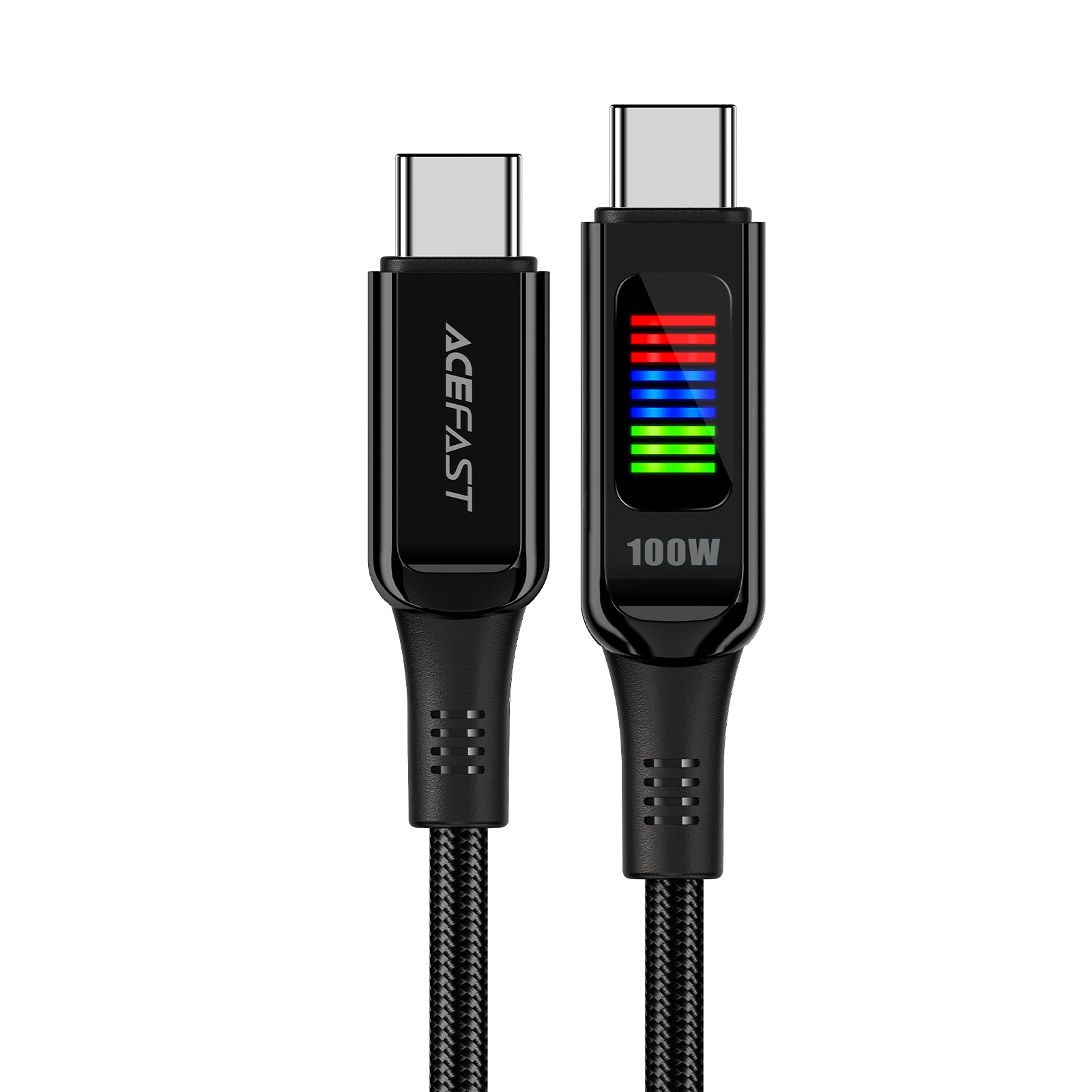 Acefast C7-03 USB-C USB-C 100W 1.2m kabelis su ekranu - juodas