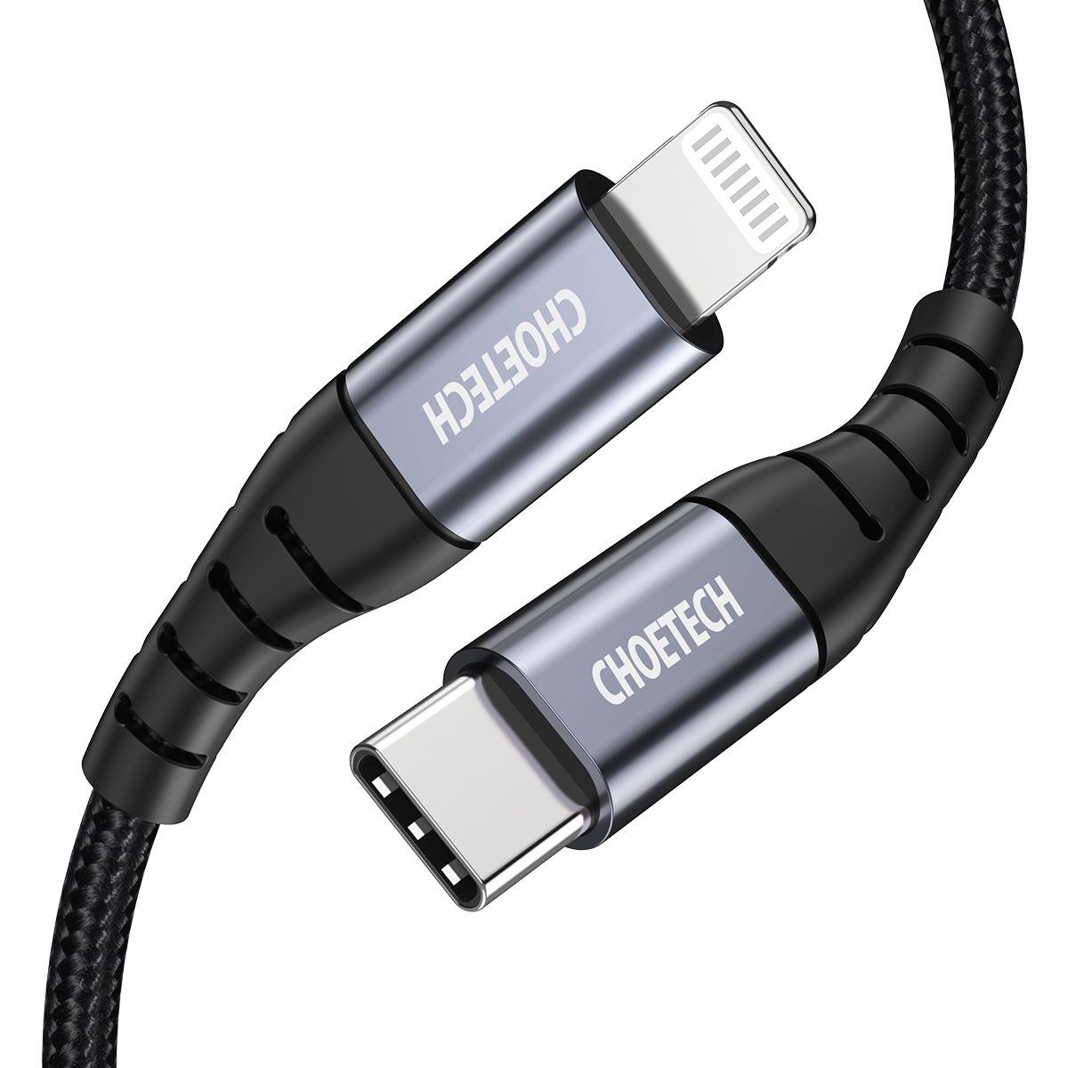 Choetech IP0041 USB-C / Lightning MFi 480Mb/s 3A 2 m kabelis - juodas