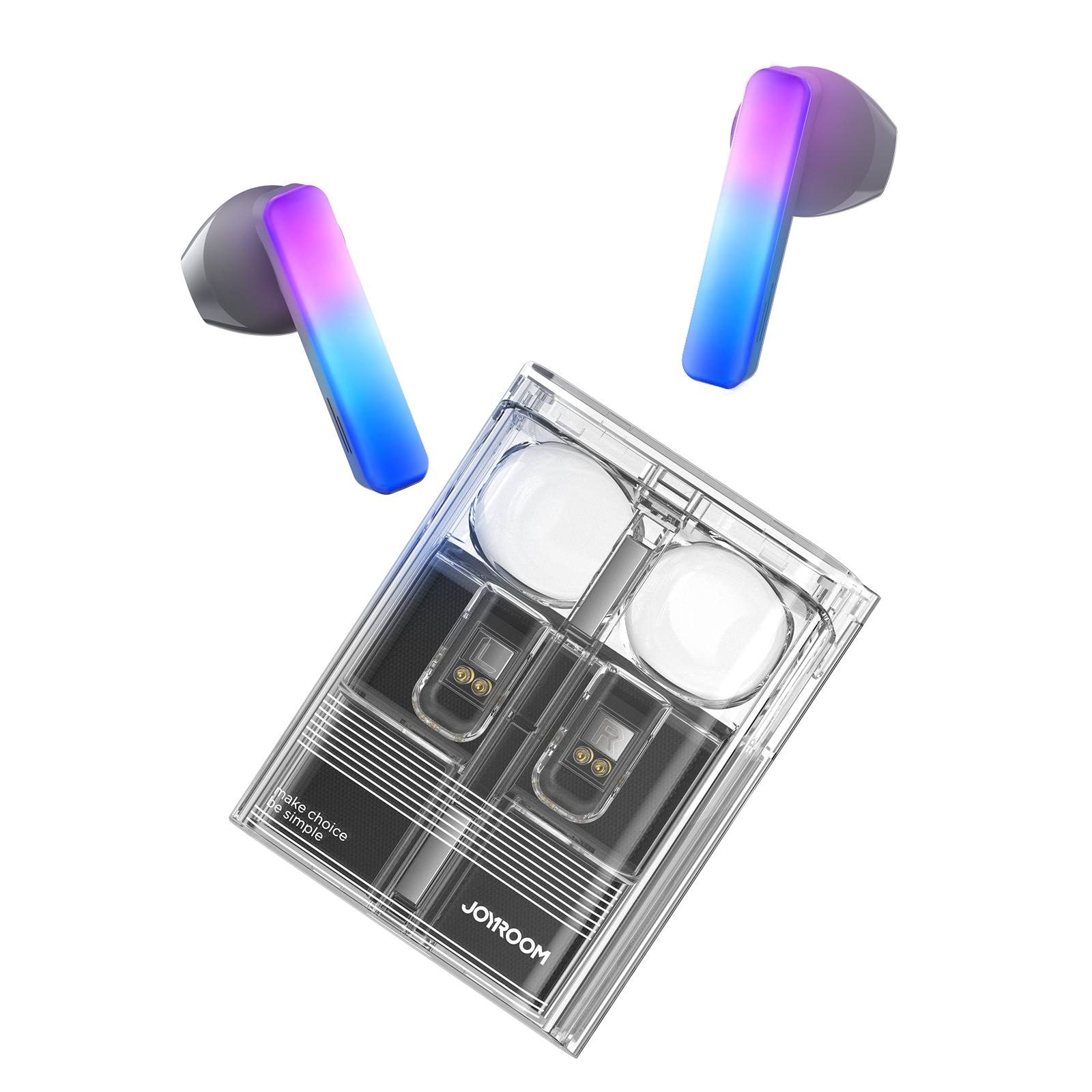 TWS Joyroom JR-TC1 IceLens Series belaidės ausinės su LED lemputėmis - juodos