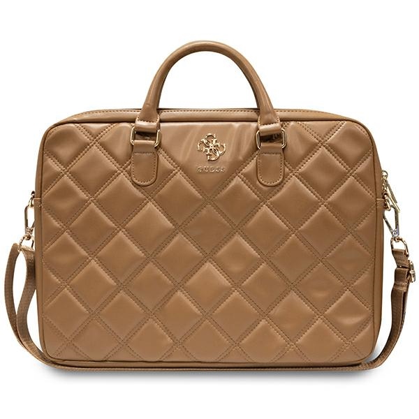 Guess Quilted 4G krepšys 16" nešiojamam kompiuteriui - rudas