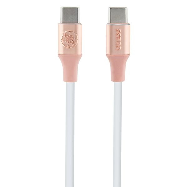 "Guess Ebossed" logotipas USB-C / USB-C kabelis 1,5 m greito įkrovimo - rožinis