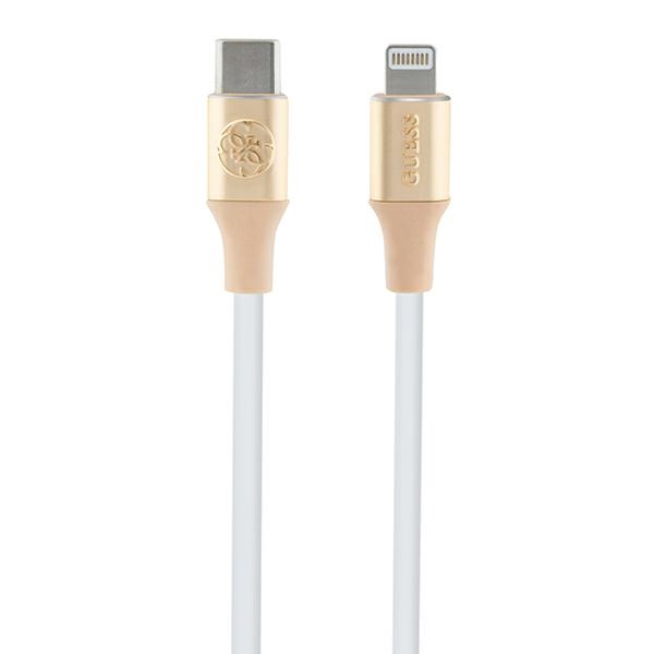 "Guess Ebossed" logotipas USB-C / "Lightning" 1,5 m ilgio greito įkrovimo kabelis - auksinis