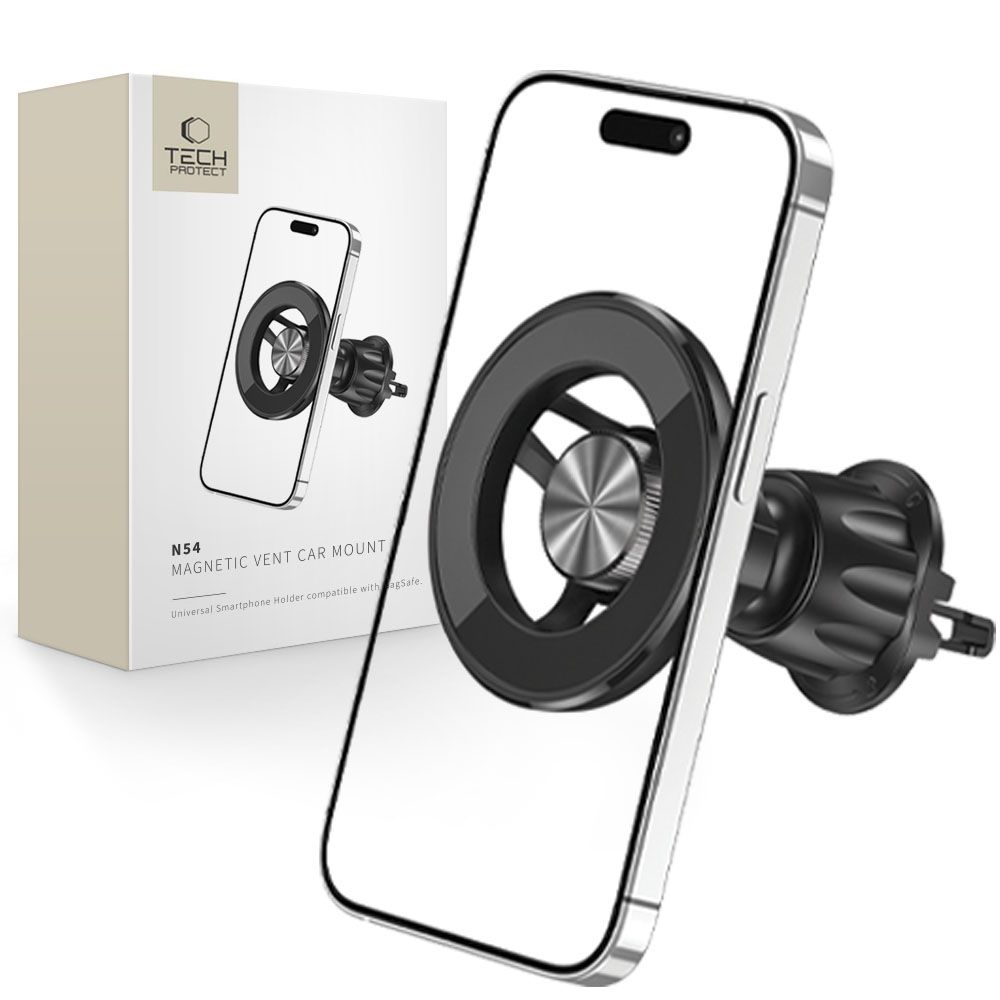 Tech-Protect N54 magnetinis telefono laikiklis automobiliui su MagSafe, tvirtinamas prie oro angos - juodas