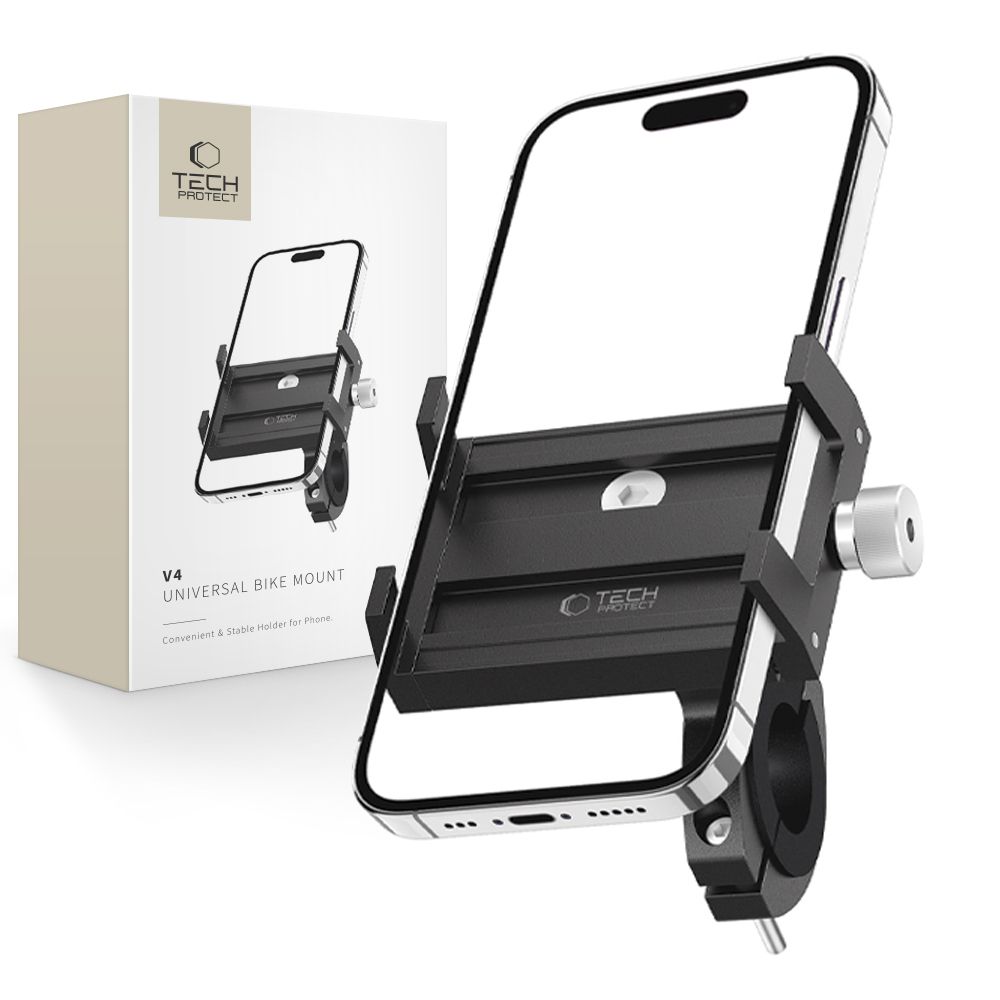 Tech-Protect V4 dviračio vairo telefono laikiklis - juodas