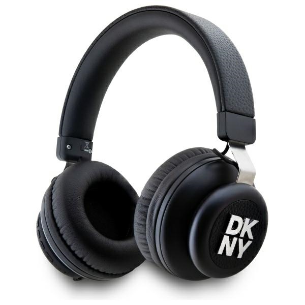 DKNY metalinis logotipas Bluetooth apgaubiančios ausinės - juodos