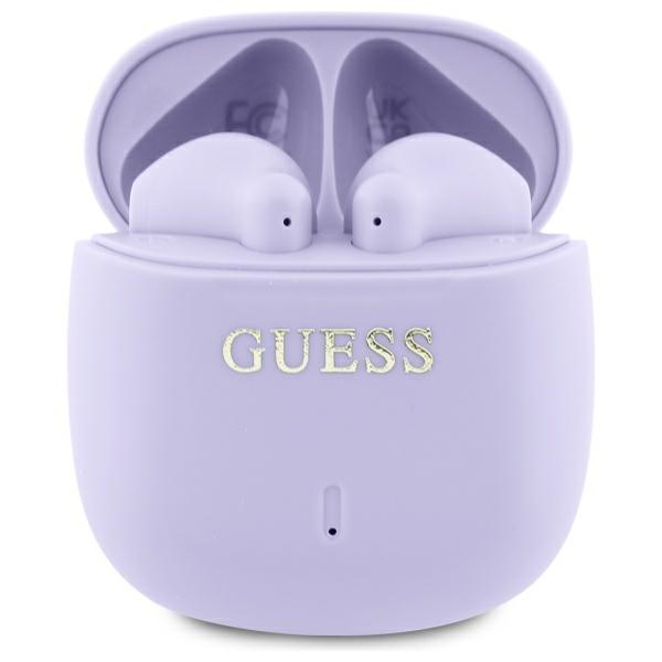 Guess Bluetooth ausinės GUTWSJ14ESGU TWS + įkrovimo stotelė violetinės/violetinės spausdintas klasikinis logotipas