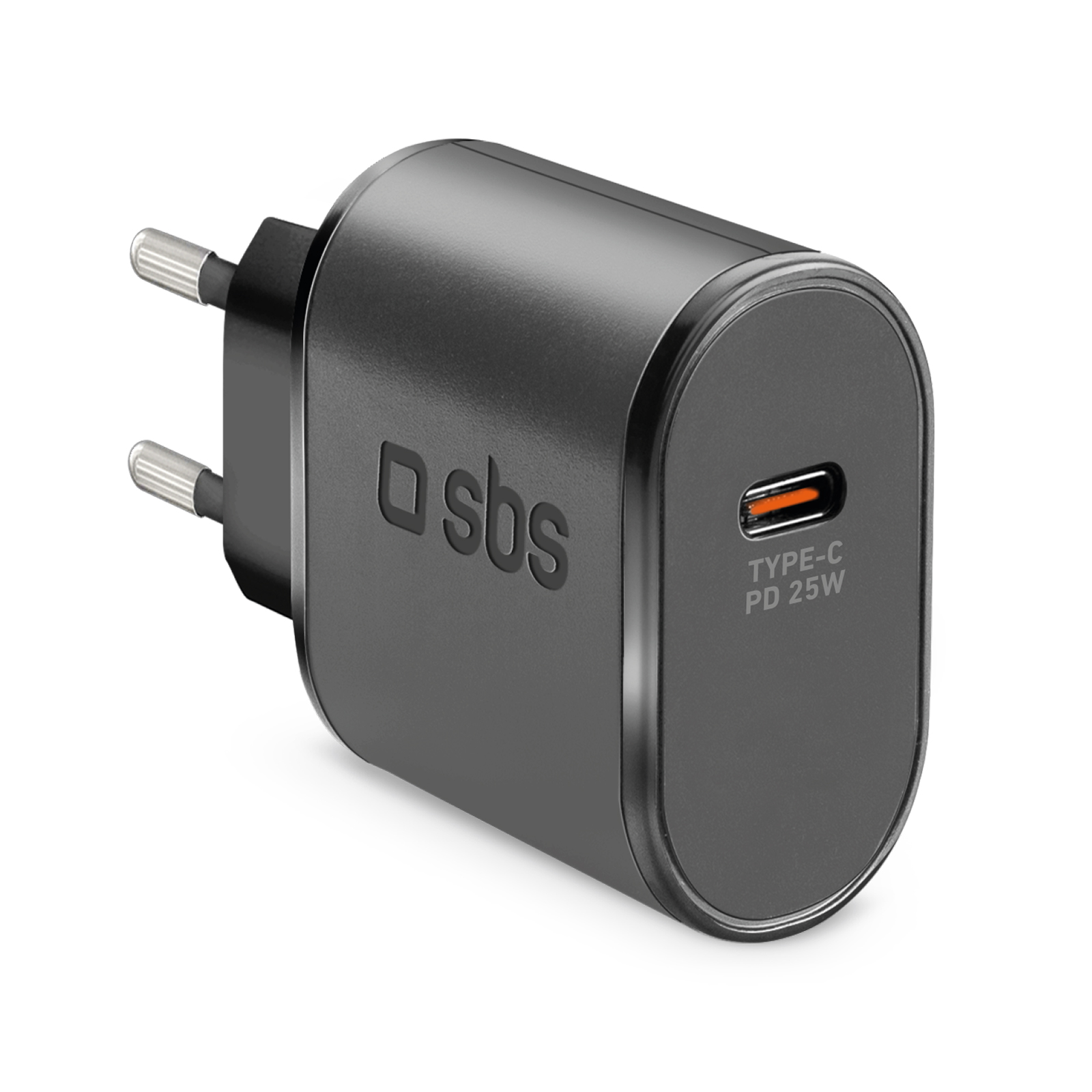 SBS TETR1CPD25 25W USB-C sieninis įkroviklis su Power Delivery - juodas