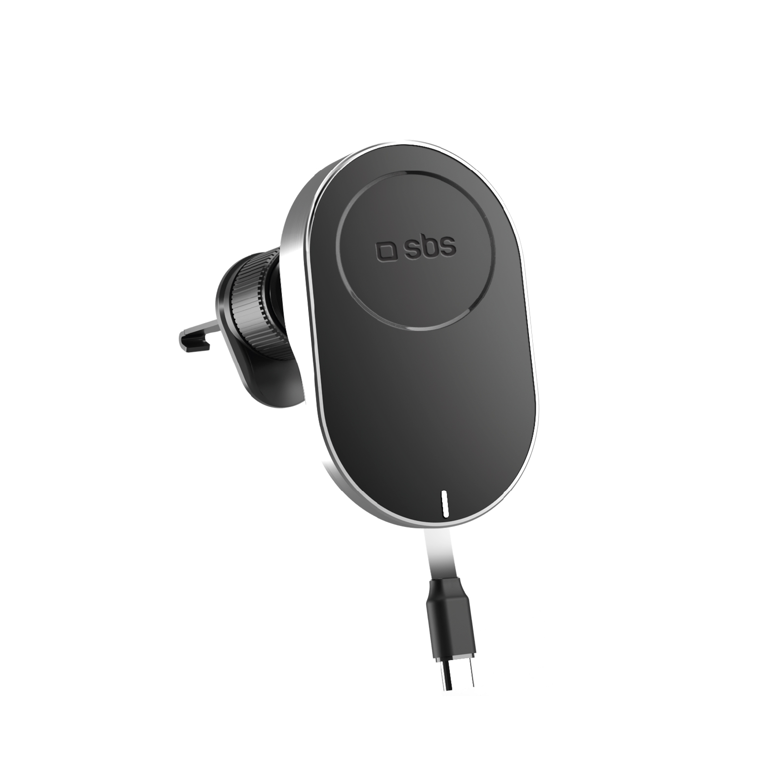 SBS TESUPP15WRETRACABL belaidis įkroviklis – išmaniojo telefono laikiklis su ištraukiamu kabeliu, suderinamas su MagSafe – juodas