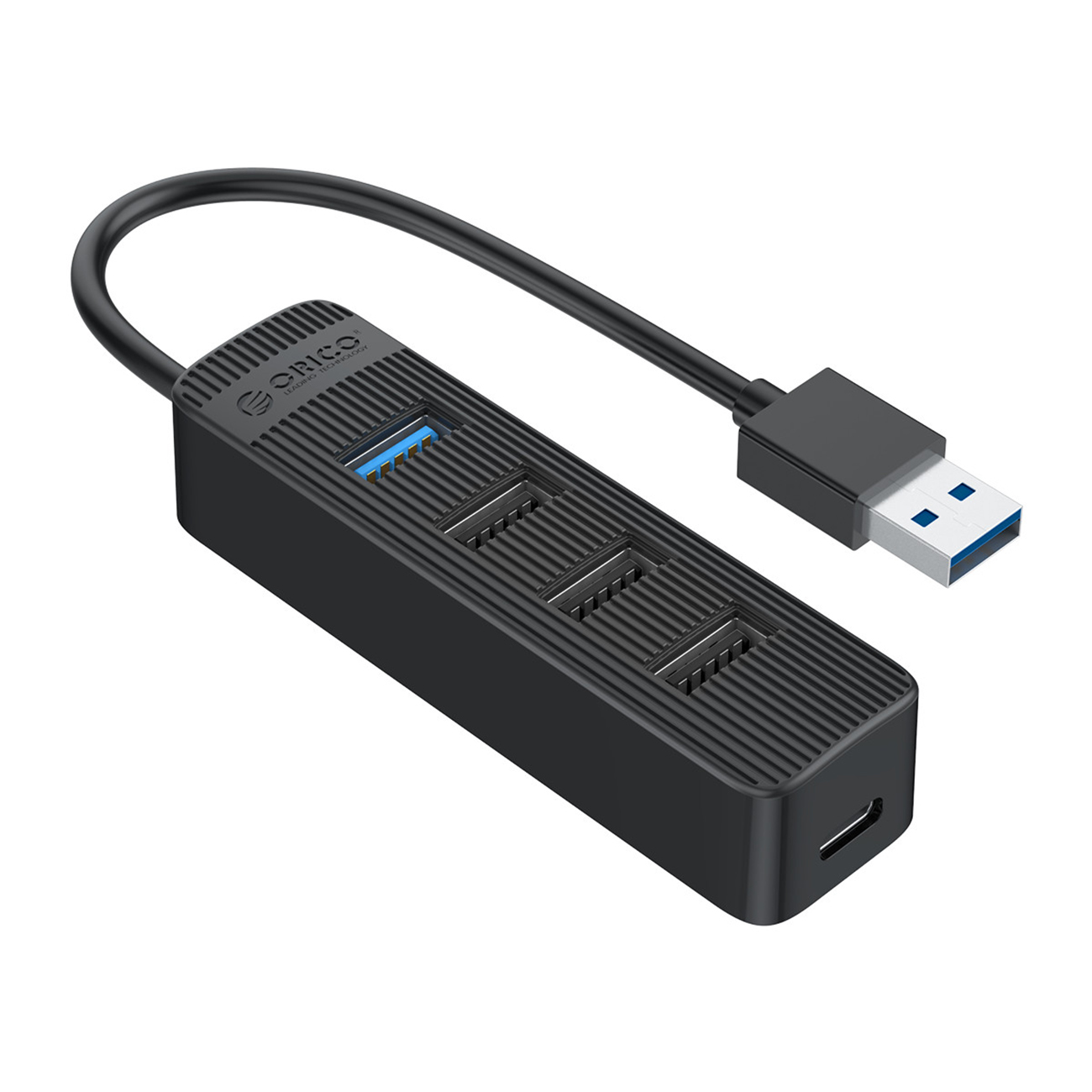 Orico TWU32-4A USB-A 3.1 hub / 1x USB-A 3.1 + 3x USB-A 2.0 + USB-C 5V/3A - juodas