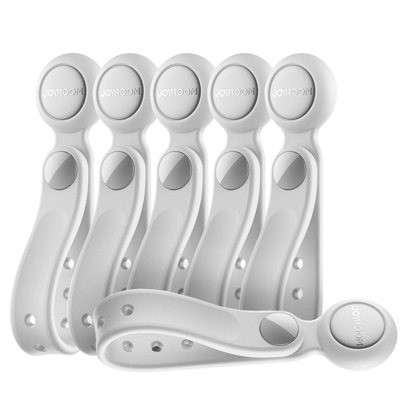 Joyroom JR-ZS422 kabelių tvarkyklė silikoninė juostelė su magnetu, 6 dalių rinkinys - baltas