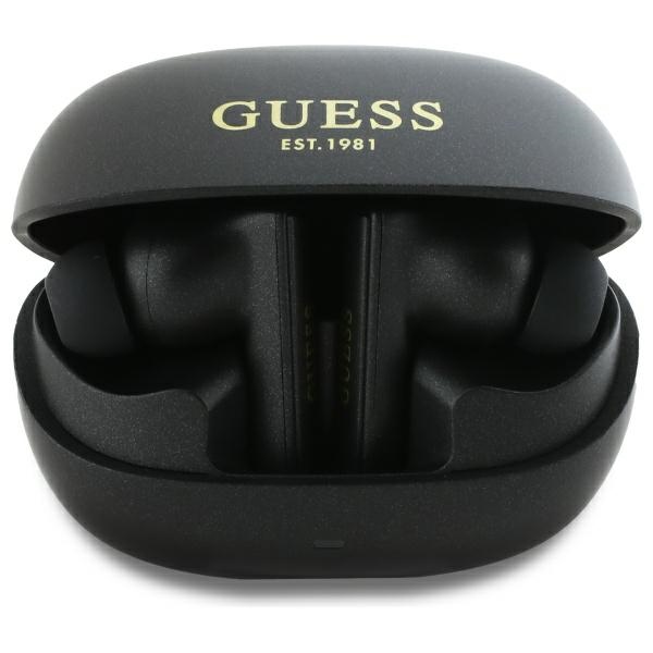 Guess Bluetooth ausinės GUTWST88MCTGK TWS + įkrovimo stotelė juodos/juodos kapsulė spausdintas logotipas