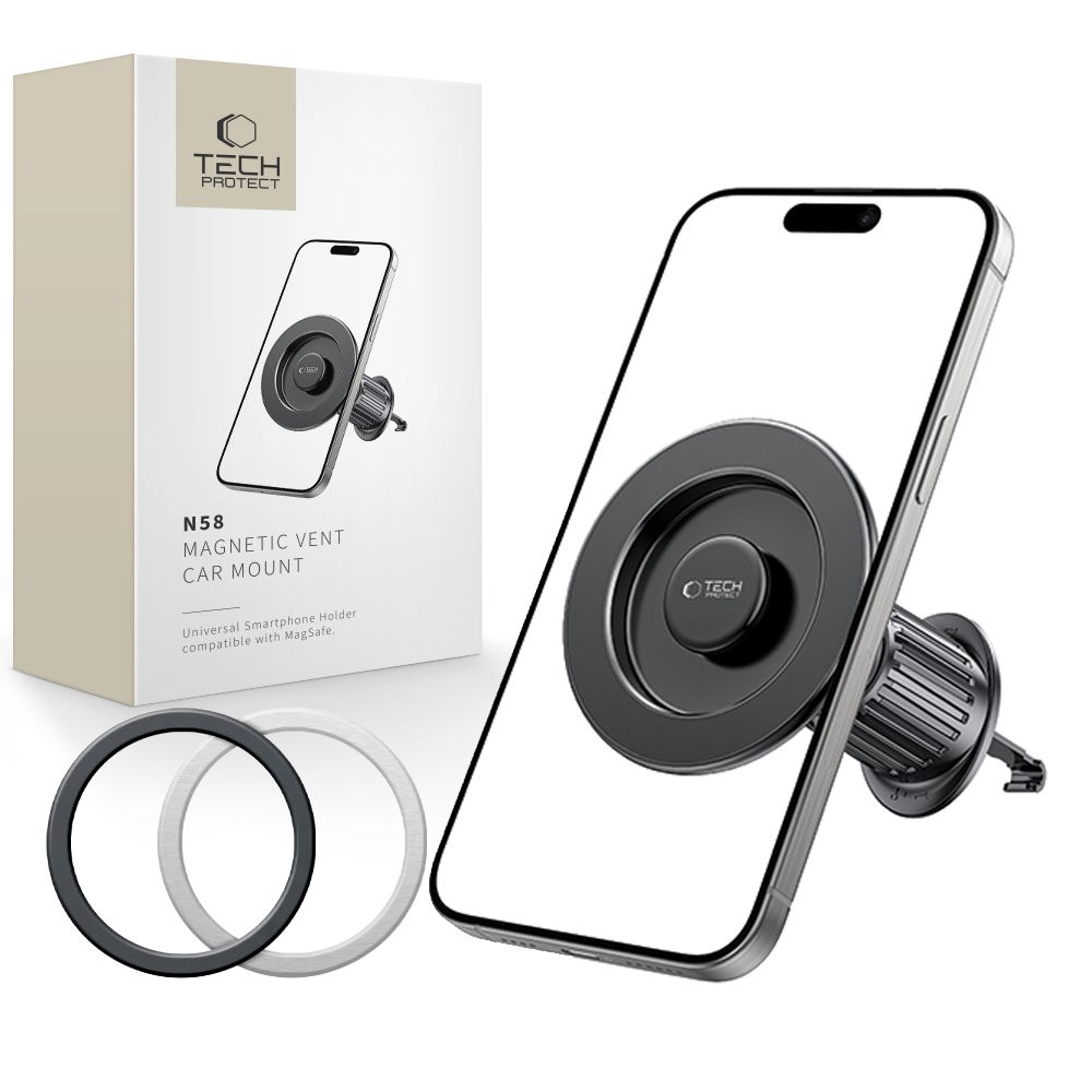 "Tech-Protect N58" magnetinis "MagSafe" automobilio oro ventiliacijos laikiklis - juodas