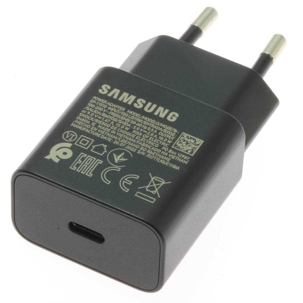 Samsung EP-T1510EBE 15W USB-C sieninis įkroviklis (OOB didmeninė – pakaitinė pakuotė) – juodas