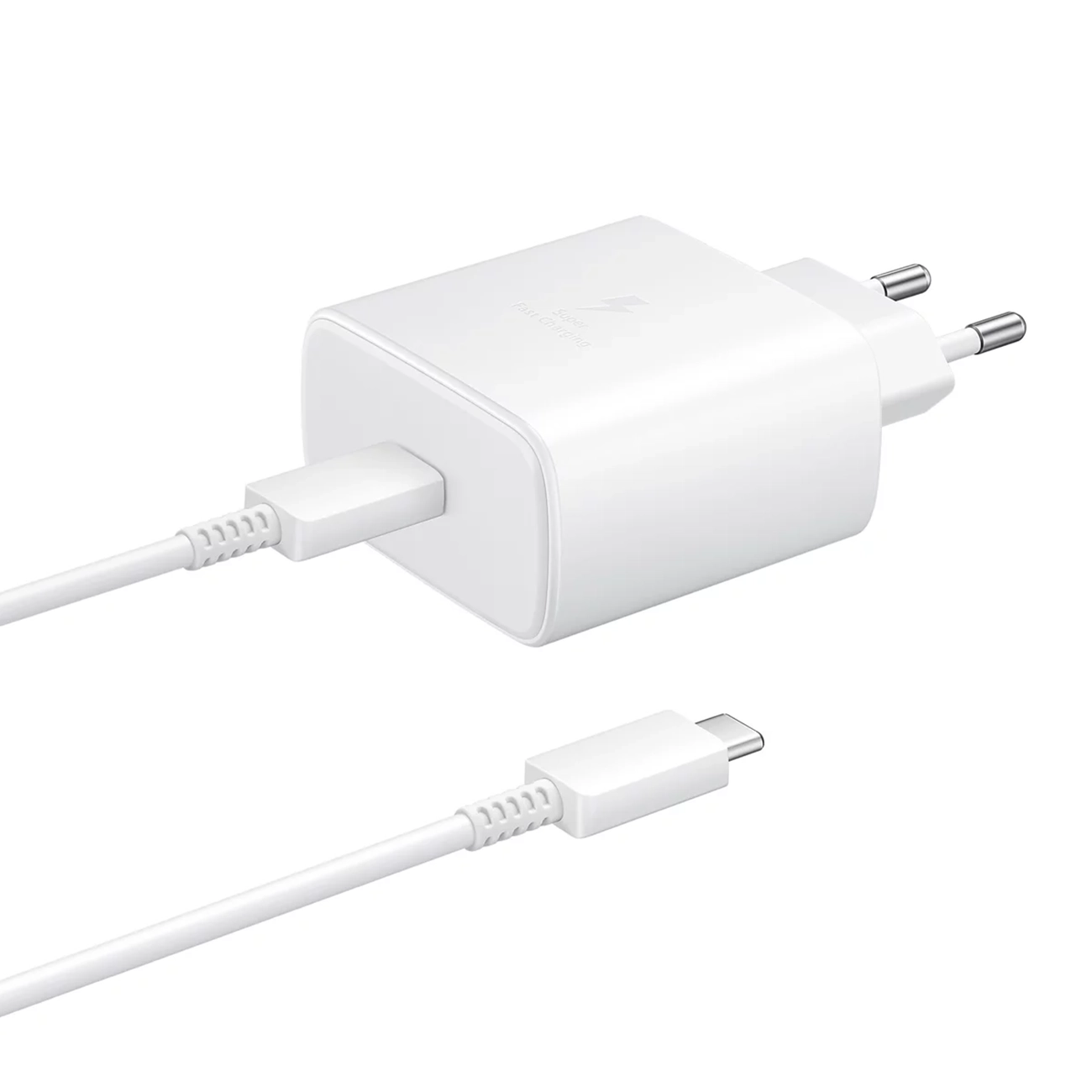 Samsung EP-TA845EWE 45W sieninis įkroviklis su USB-C kabeliu Samsung EP-DW767JWE 45W 1.8m (OOB Bulk - pakaitinė pakuotė) - baltas