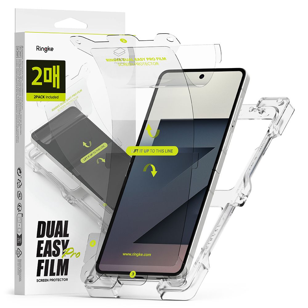 Ringke Dual Easy Pro 2 dalių apsauginė plėvelė Samsung Galaxy Z Flip 7 – skaidri