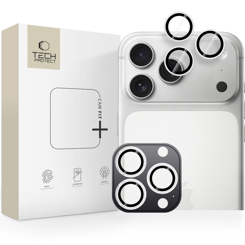 Tech-Protect Camring Fit+ kameros dangtelis, skirtas iPhone 14 Pro / Max / 15 Pro / Max / 16 Pro / Max / 17 Pro / Max – sidabrinis